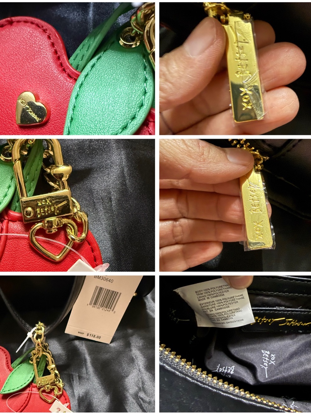 πβ¨Betsey Johnson Cherry Print Satchel NWT Y2K Coquette Kawaii 11β x 6 1/4β x 3β - Picture 5 of 5